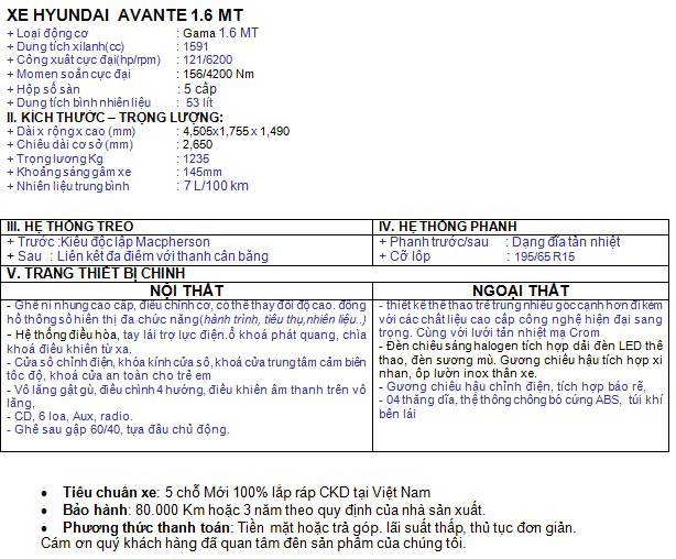 HYUNDAI AVANTE 1.6MT