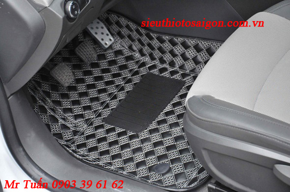 Thảm Lót Sàn 4D Màu Đen - Hyundai Santafe